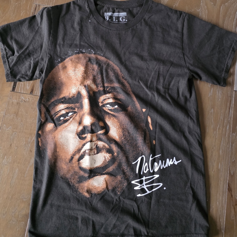 Nortorious BIG Black Short Sleeve Tee with Graphic Design. Mens Small. NWOT
